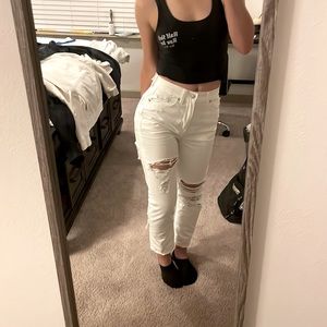 High-Waisted Mom Jeans with Rips